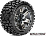 Tracker 1/10 Stadium Truck Tire Chrome Black Wheel with 0 Offset-WHEELS AND TIRES-Mike's Hobby