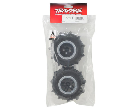 Traxxas Paddle Tires w/SCT Split Spoke Rear Wheel (2) (Black/Chrome)-Mike's Hobby