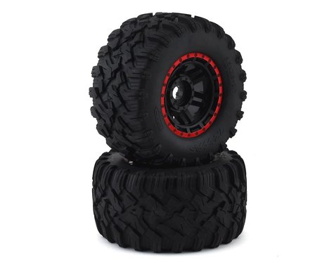 Traxxas Maxx All-Terrain Pre-Mounted Tires (2) (Black/Red)-WHEELS AND TIRES-Mike's Hobby